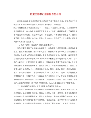 村党支部书记述职报告怎么写 