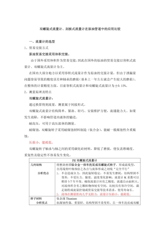 双螺旋式流量计和容积式流量计对比