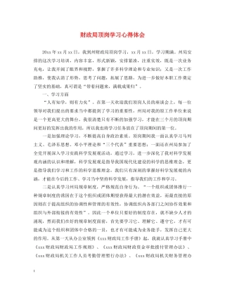 财政局顶岗学习心得体会 