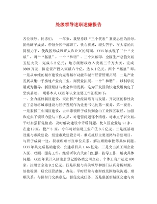 处级领导述职述廉报告 