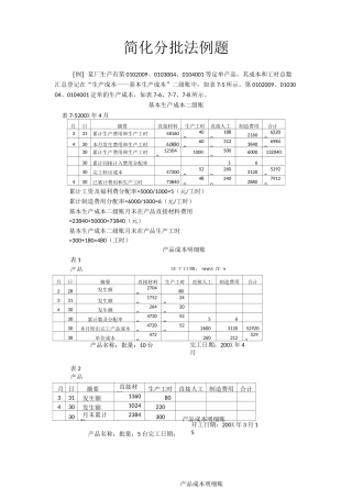 简化分批法例题