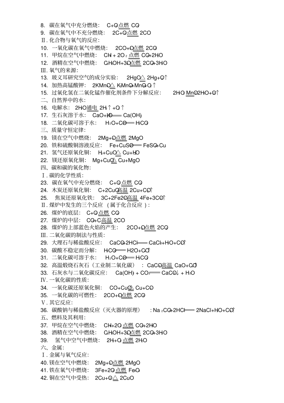 人教版初中化学方程式大全_第2页