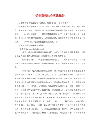促销寒假社会实践报告 
