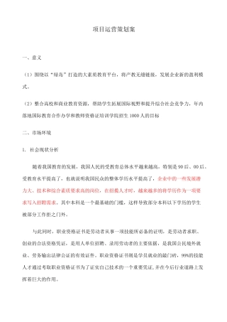 项目运行方案