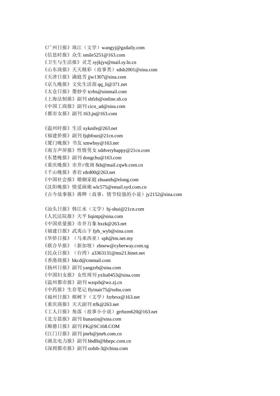 中国目前最全投稿邮箱_第3页