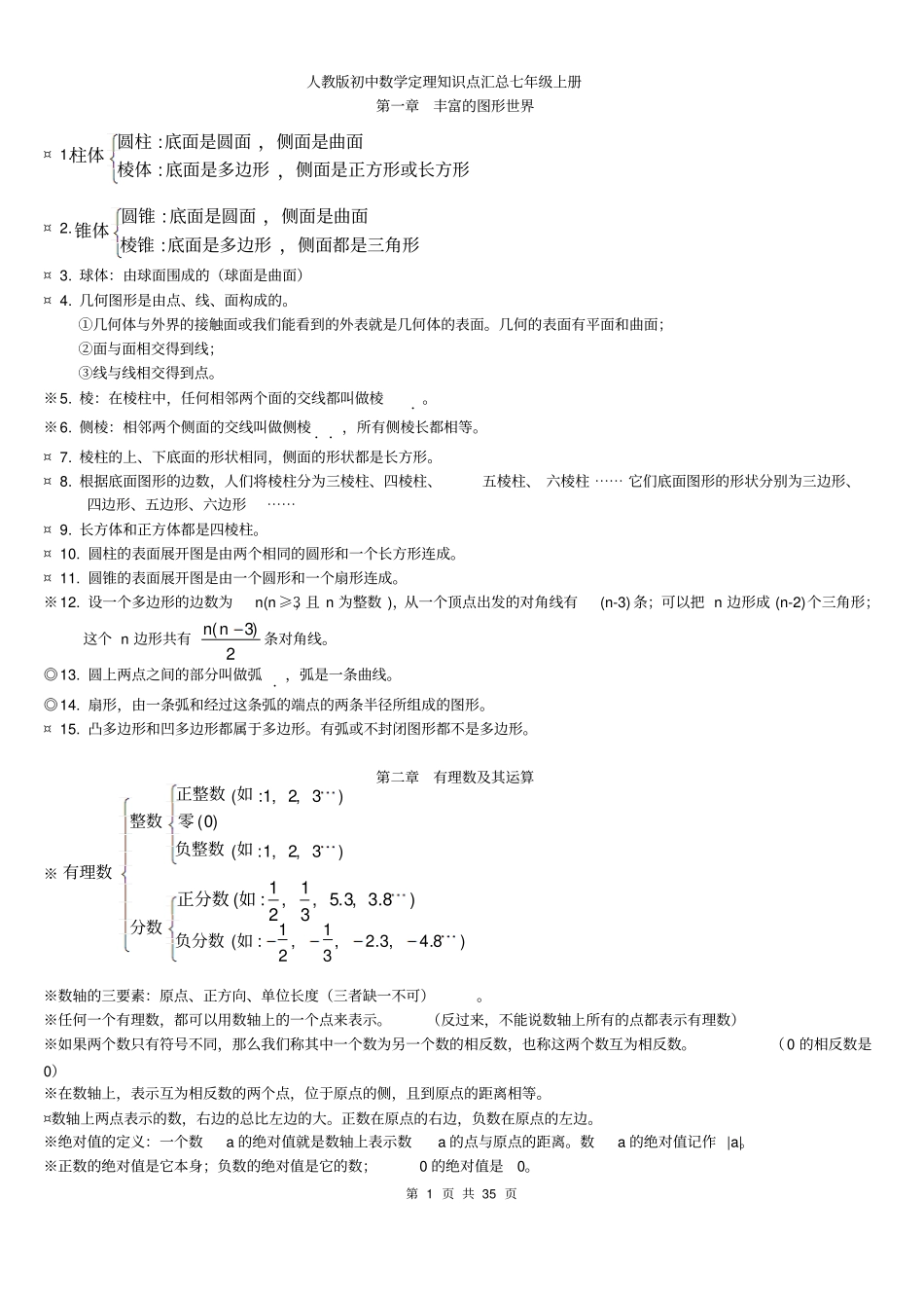 人教版初中数学定理知识点汇总资料_第1页