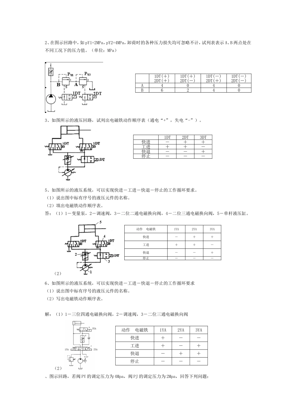液压工作顺序分析题_第1页