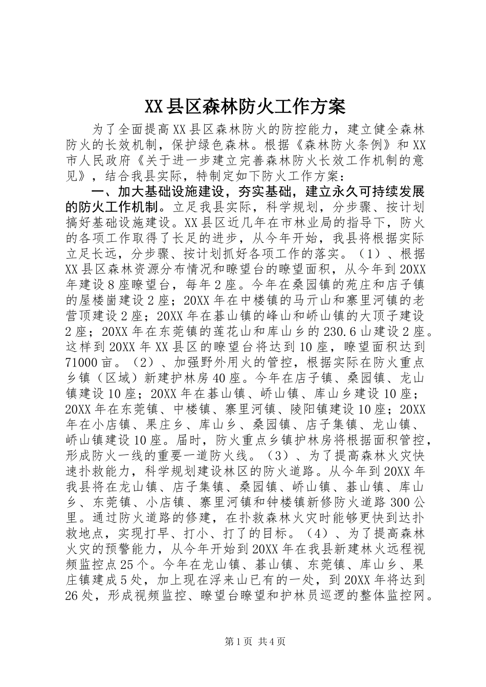 XX县区森林防火工作方案_第1页