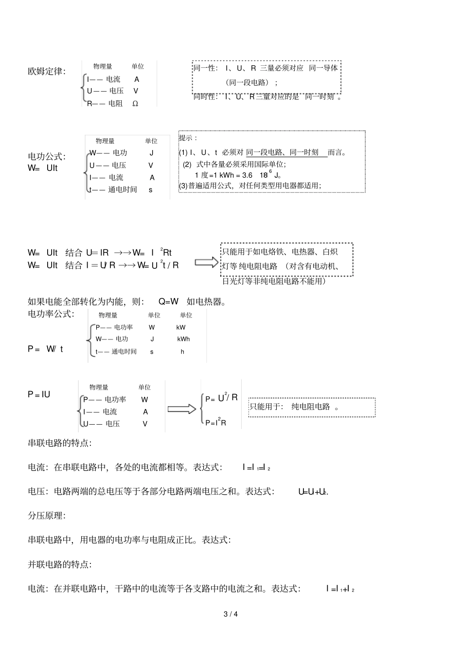 人教版初级中学物理公式大全_第3页
