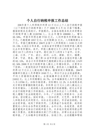 个人自行纳税申报工作总结