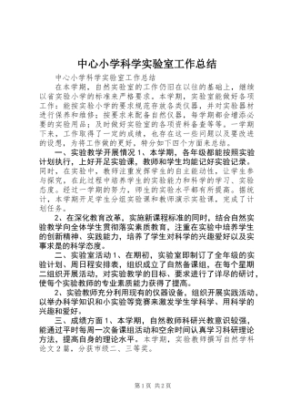 中心小学科学实验室工作总结