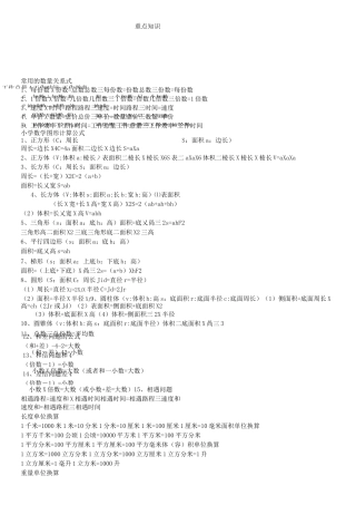 小学数学重要知识点大全