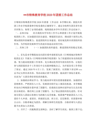 --市特殊教育学校2020年团委工作总结 