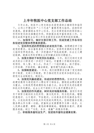 上半年牧医中心党支部工作总结
