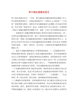 村干部自查报告范文 