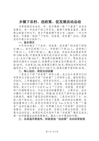 乡镇下农村、送政策、促发展活动总结