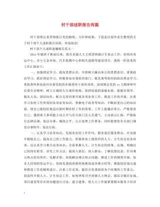村干部述职报告两篇 