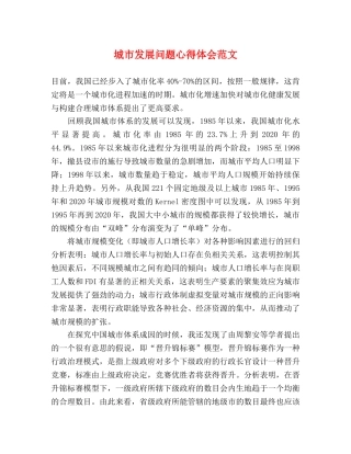 城市发展问题心得体会范文 