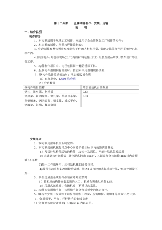 金属构件制作、安装、运输