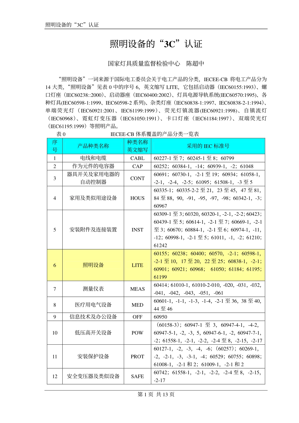 照明设备的3C认证_第1页
