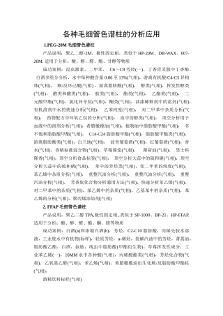 各种毛细管色谱柱的分析应用