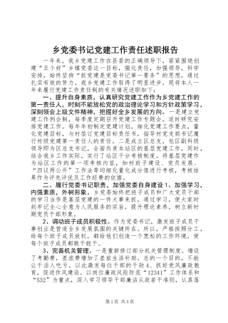 乡党委书记党建工作责任述职报告
