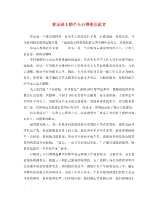 春运路上的个人心得体会范文 