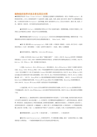 植物组织培养术语及常见英汉对照