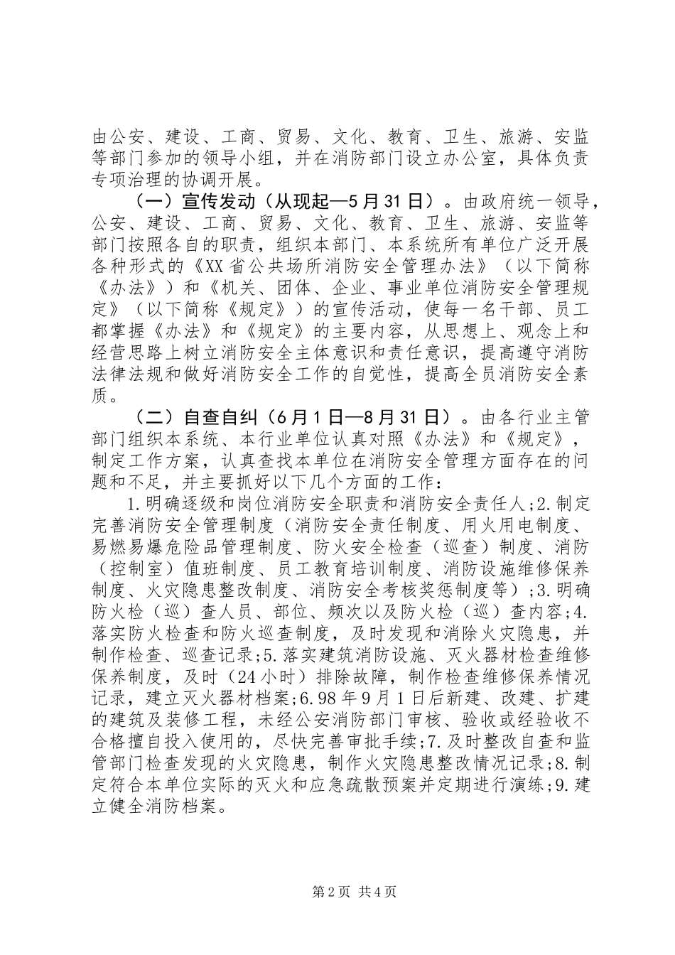 公众聚集场所消防安全专项治理实施方案_第2页