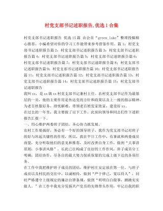 村党支部书记述职报告,优选1合集 