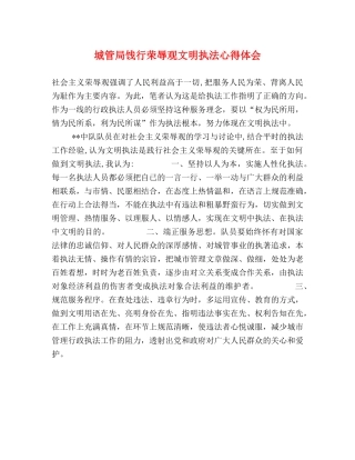 城管局饯行荣辱观文明执法心得体会 