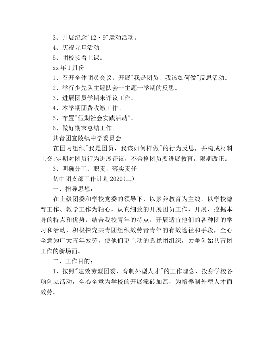初中团支部工作参考计划范文 _第3页
