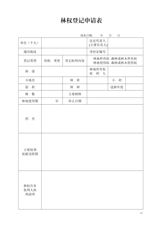 林权勘测登记表