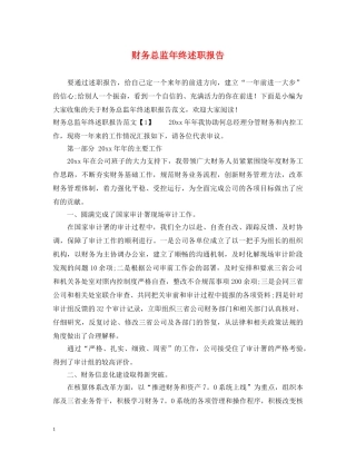 财务总监年终述职报告 