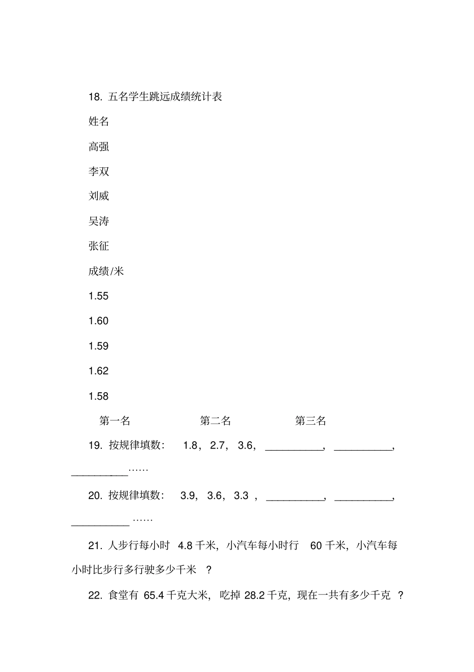 人教版数学三年级下册72简单的小数加、减法练习题_第3页