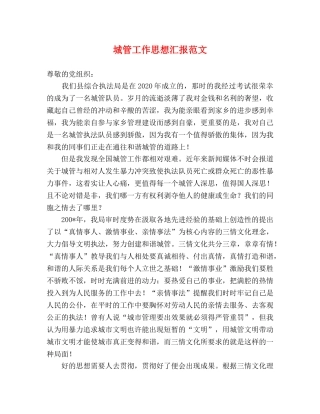 城管工作思想汇报范文 