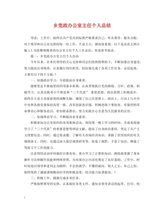 乡党政办公室主任个人总结 