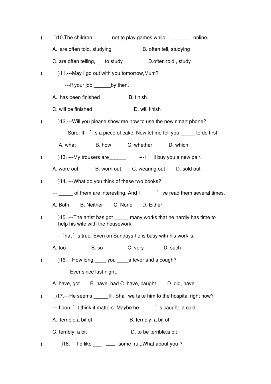 人教版新目标英语2020年中考题型系列训练单项选择100题含答案,原创_第2页