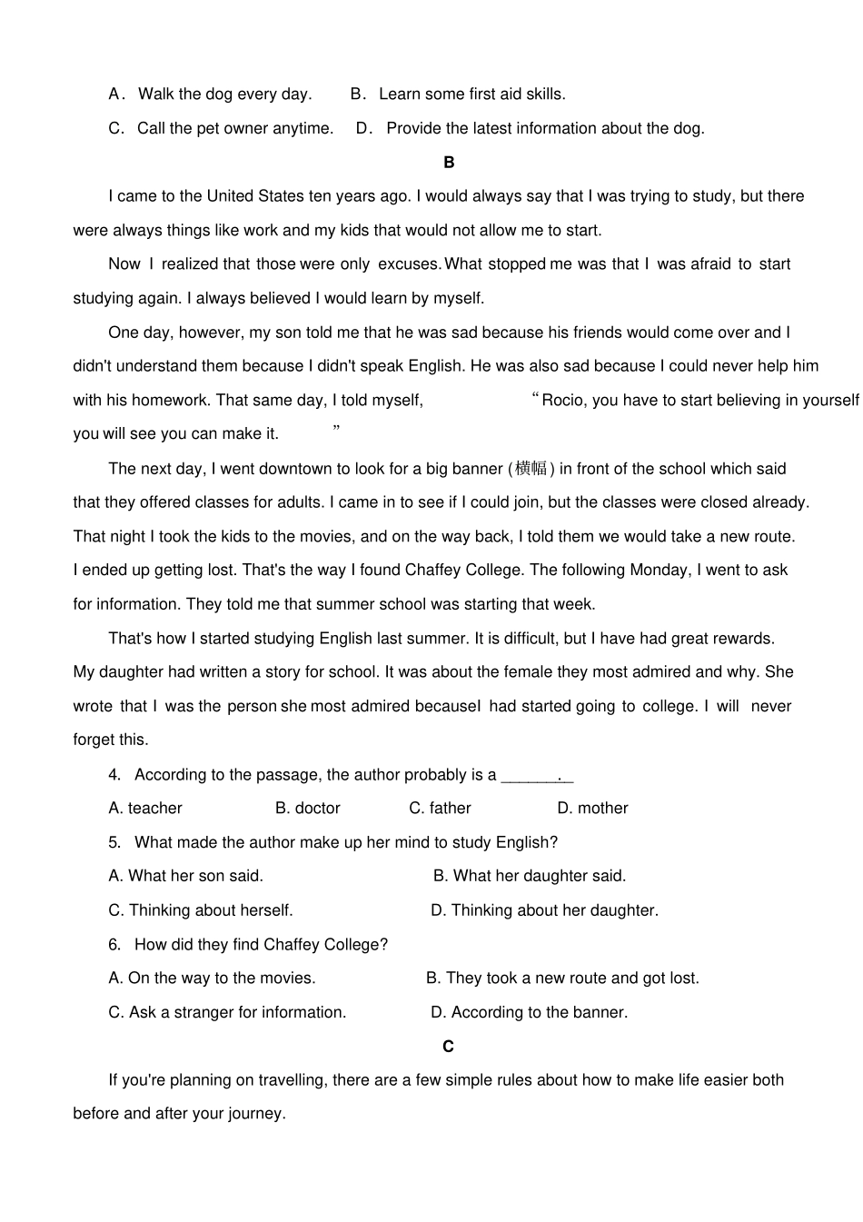 人教版新课标高中英语2019-2020年必修一第三单Unit3Traveljourn_第2页