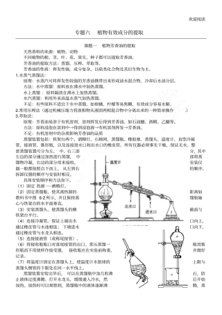 人教版新高中生物选修一专习题六植物有效成分的提取知识点归纳