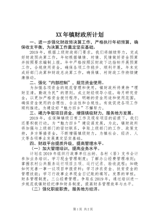 XX年镇财政所计划