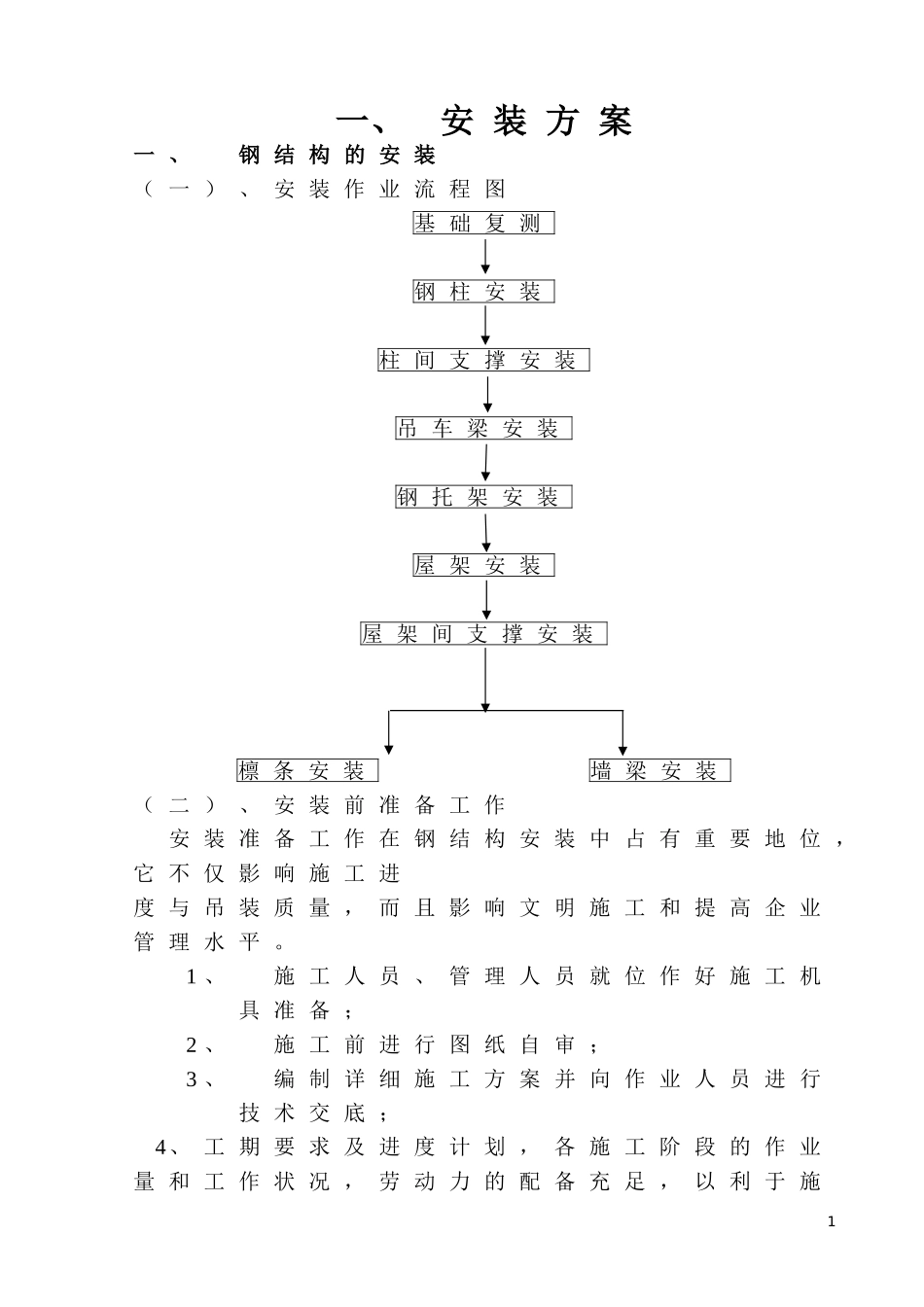 轻钢安装方案_第1页