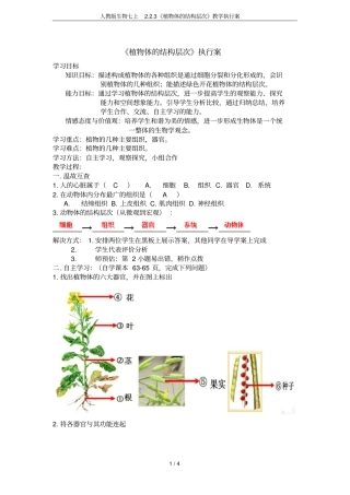 人教版生物七上3植物体的结构层次教学执行案