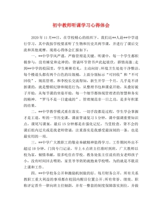 初中教师听课学习心得体会 