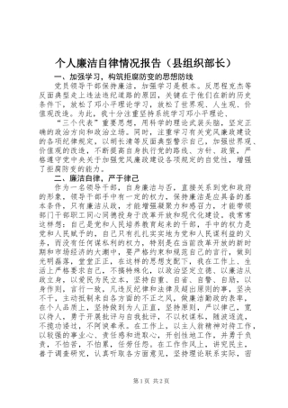 个人廉洁自律情况报告(县组织部长)