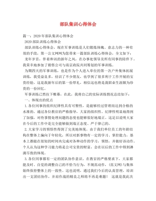 部队集训心得体会 