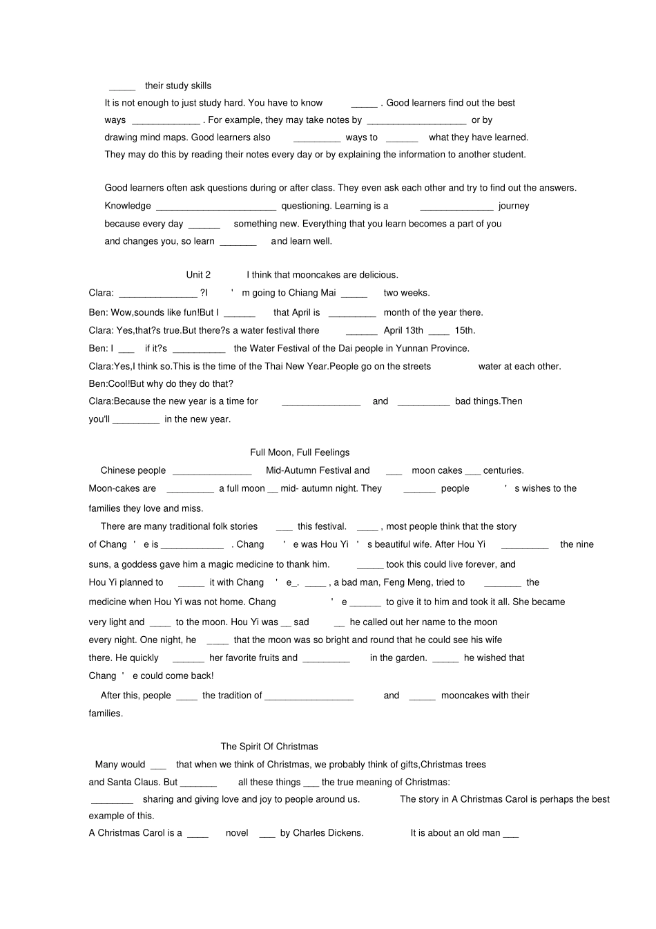 人教版英语九年级课文填空_第2页