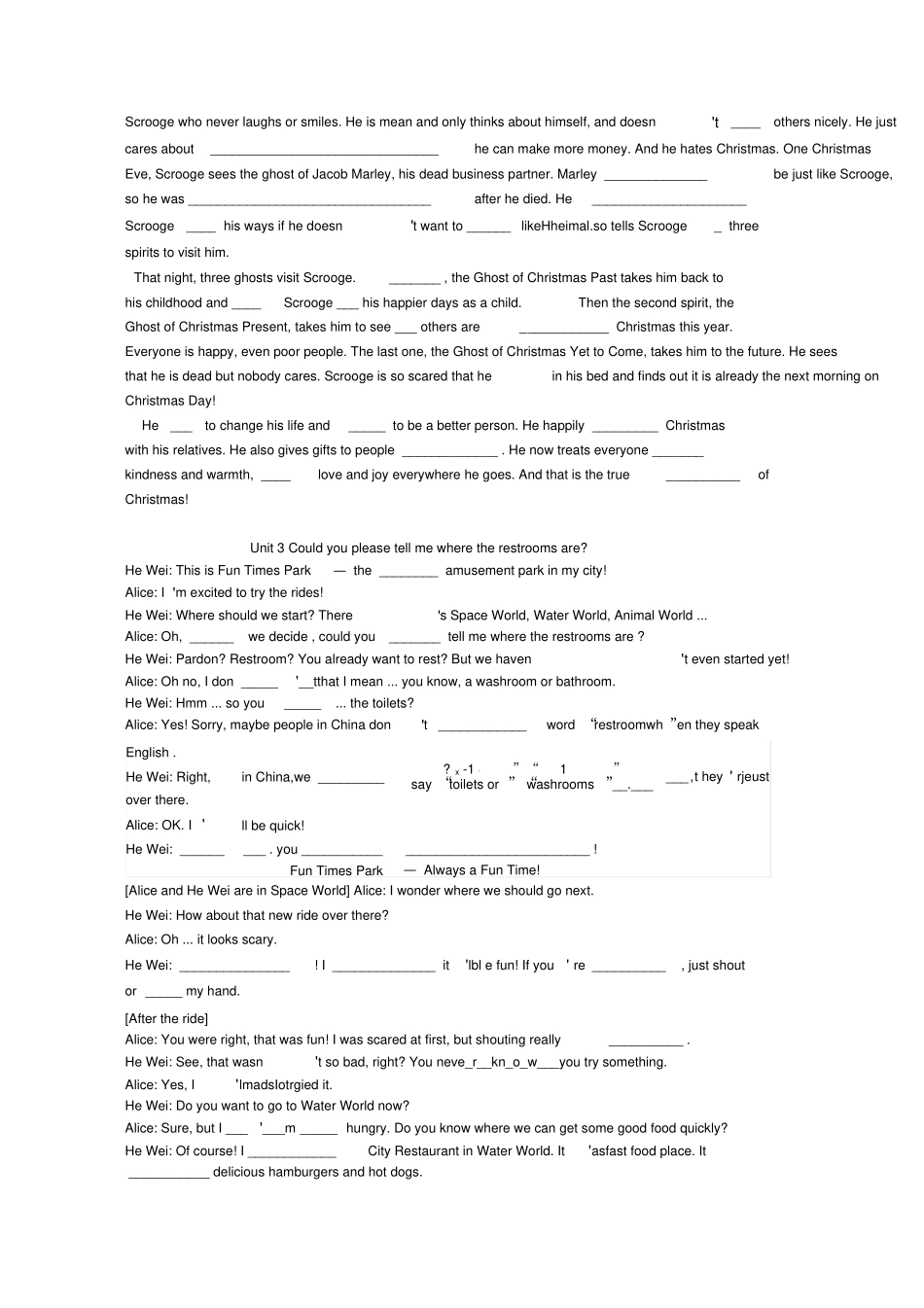 人教版英语九年级课文填空_第3页