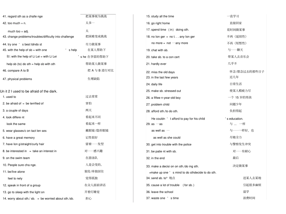 人教版英语九年级重点词组_第2页
