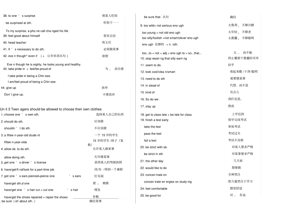 人教版英语九年级重点词组_第3页